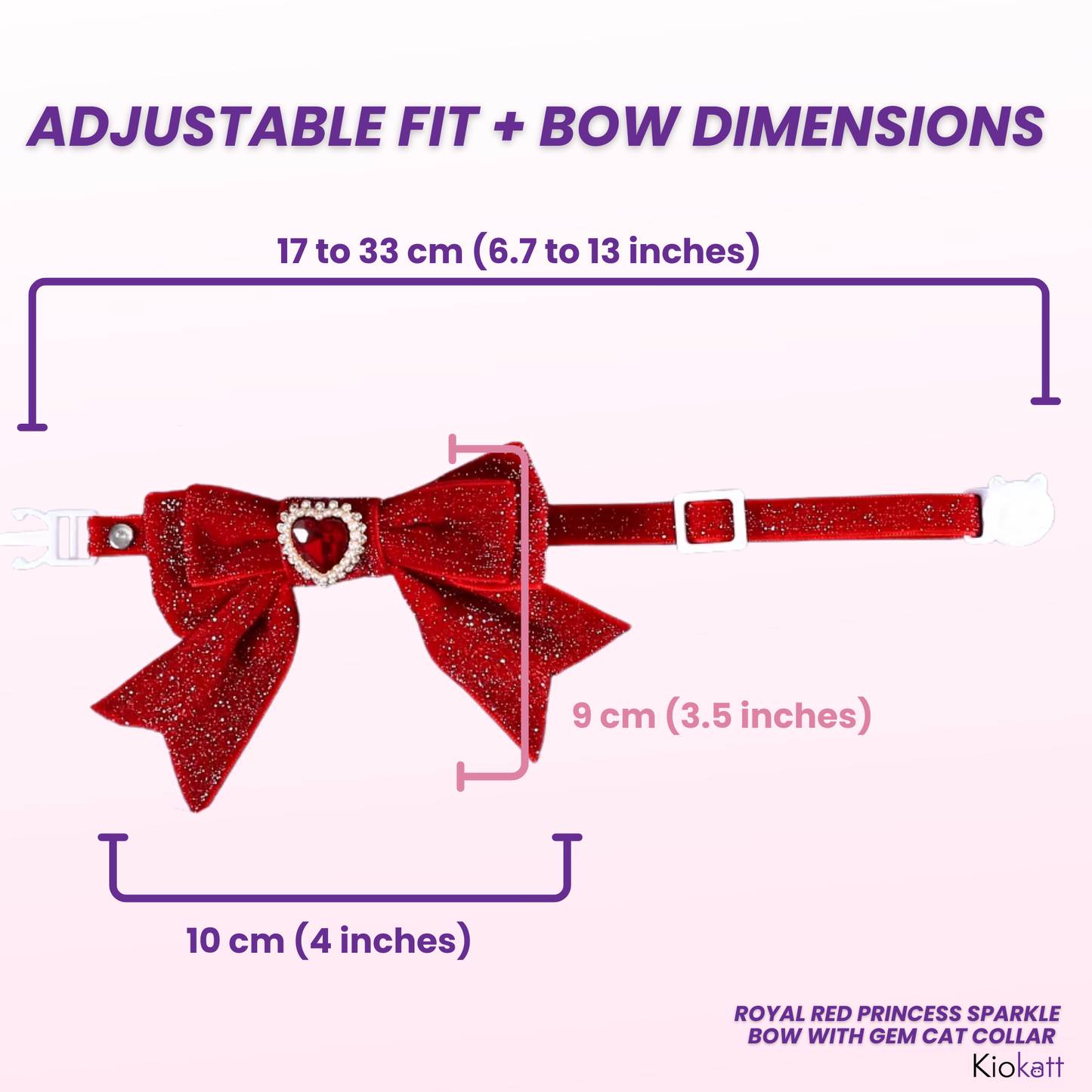 Royal Red Princess Sparkle Bow Cat Collar