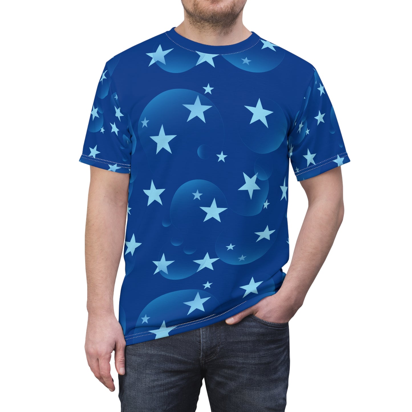 Cosmic Companions – Starry Matching Blue Bubbles Clothing Set for Pet Parents & Cats