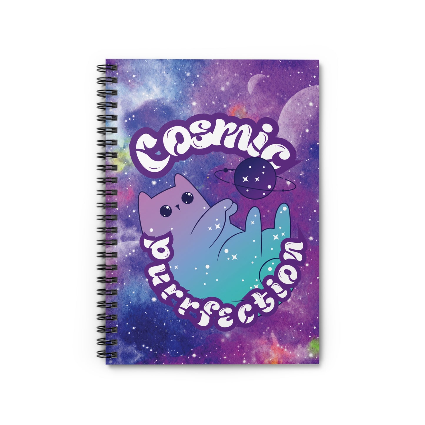 Cosmic Cat Spiral Notebook - 6" x 8" with 118 Ruled Pages