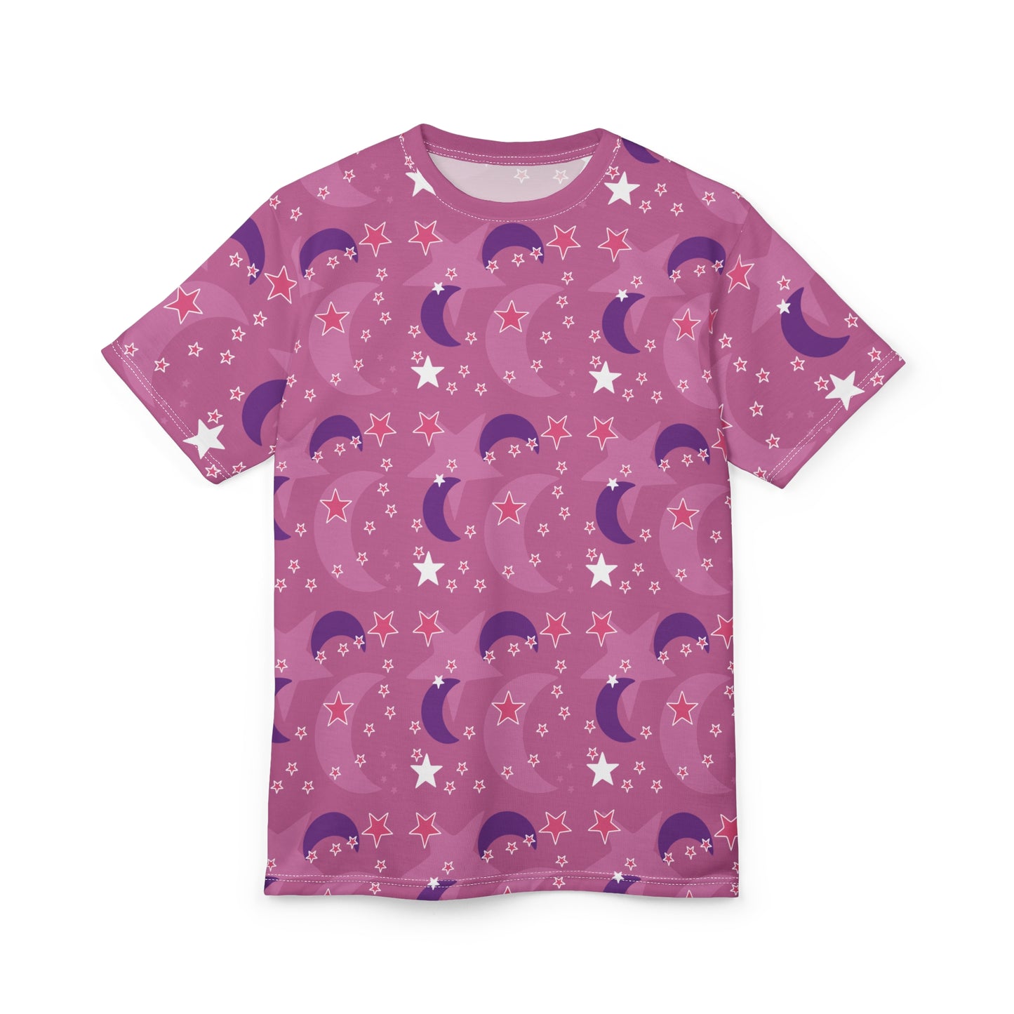 Celestial Pink Stars + Moons Oversized Tee – Anime-Inspired Style