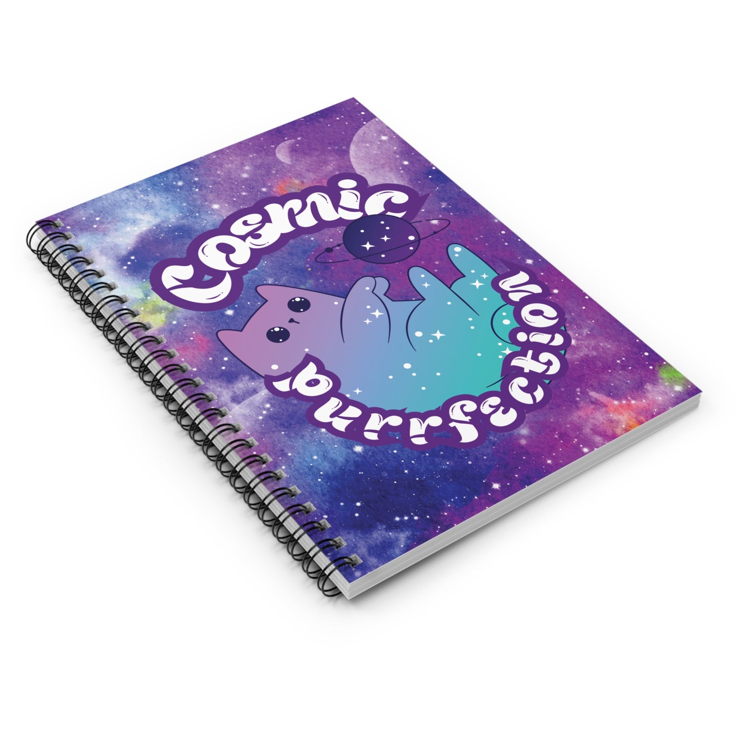 Cosmic Cat Spiral Notebook - 6" x 8" with 118 Ruled Pages