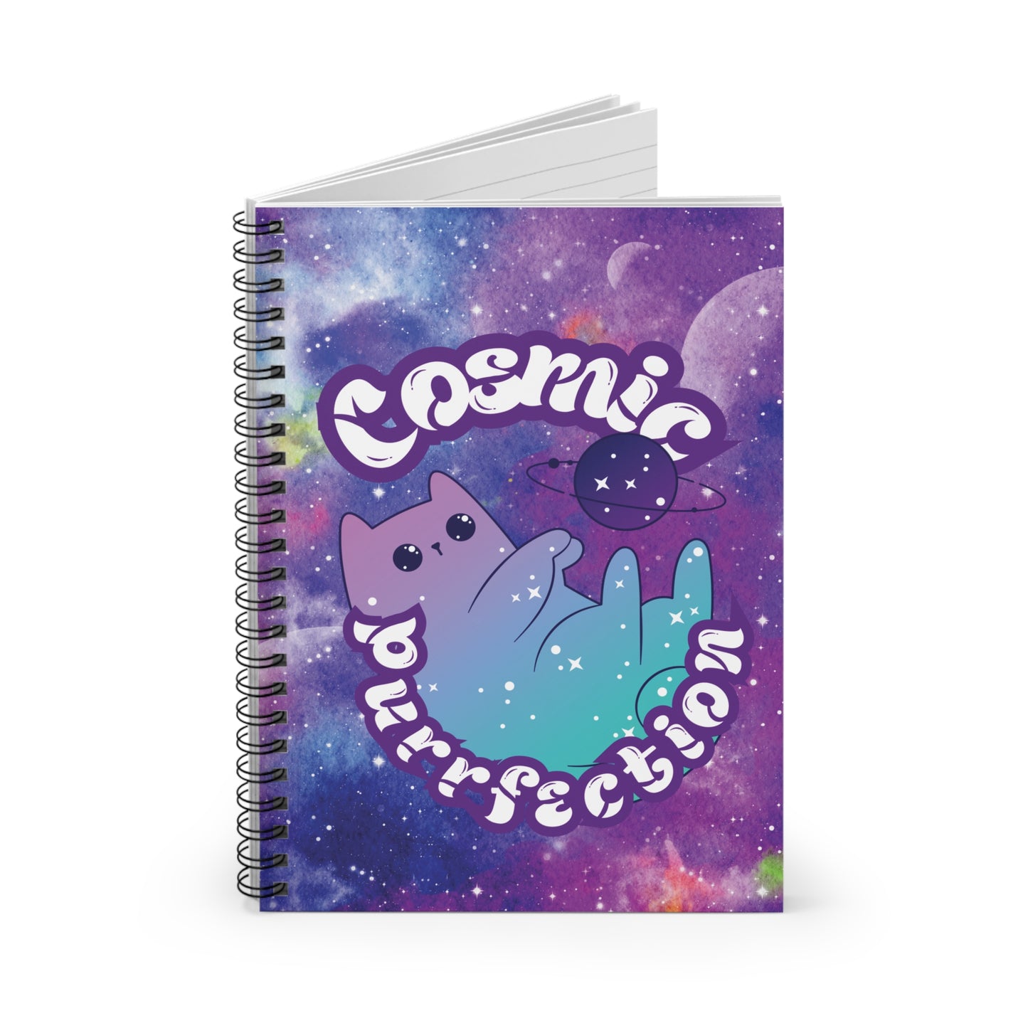 Cosmic Cat Spiral Notebook - 6" x 8" with 118 Ruled Pages