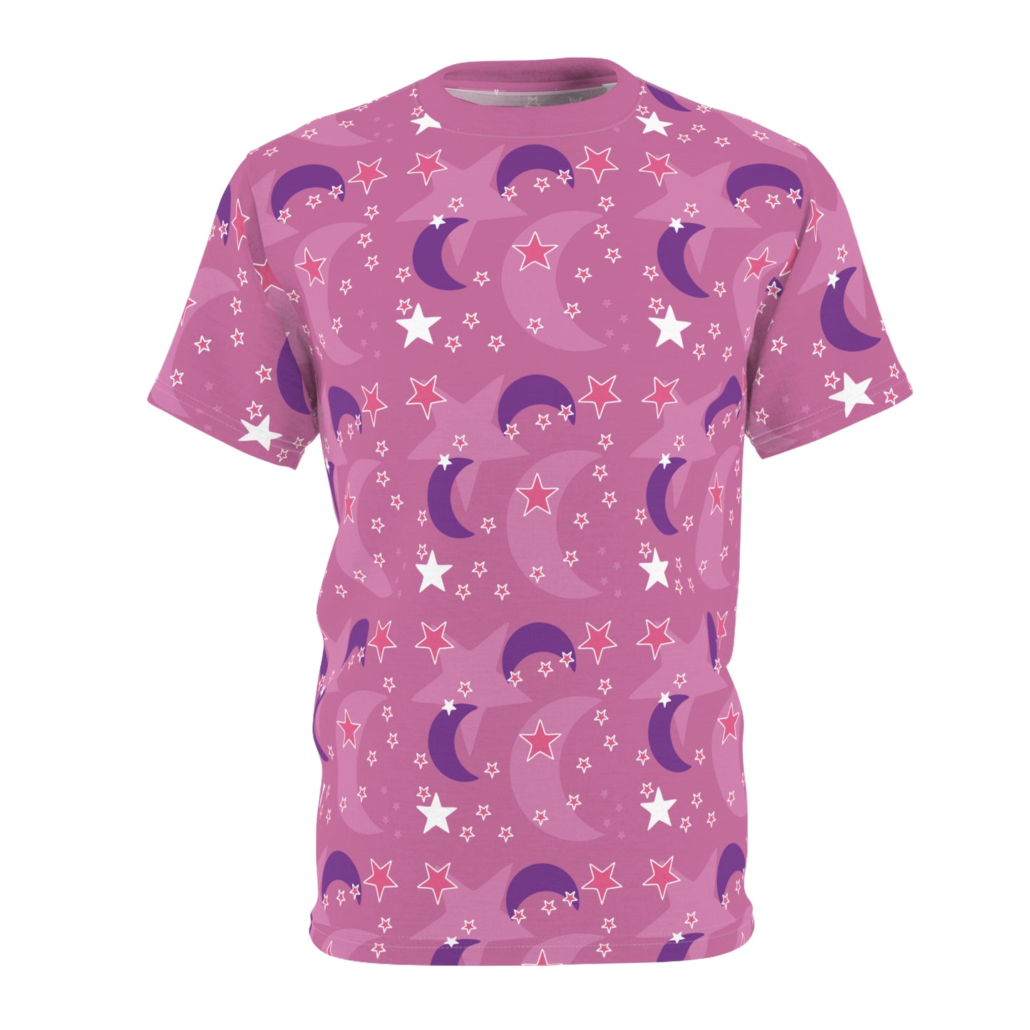 Celestial Pink Stars + Moons Oversized Tee – Anime-Inspired Style