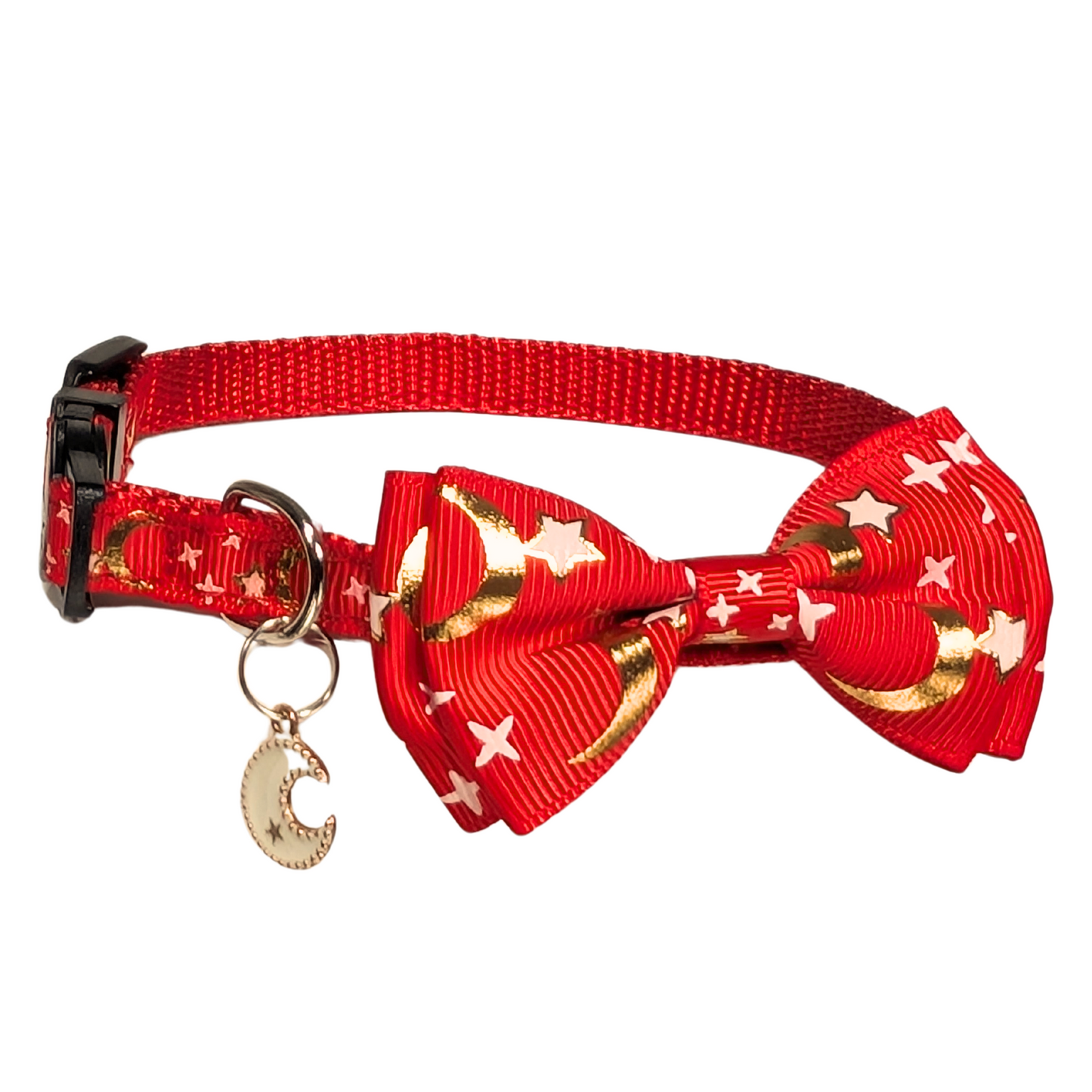 Lunar Ember – Red Celestial Bowtie Cat Collar