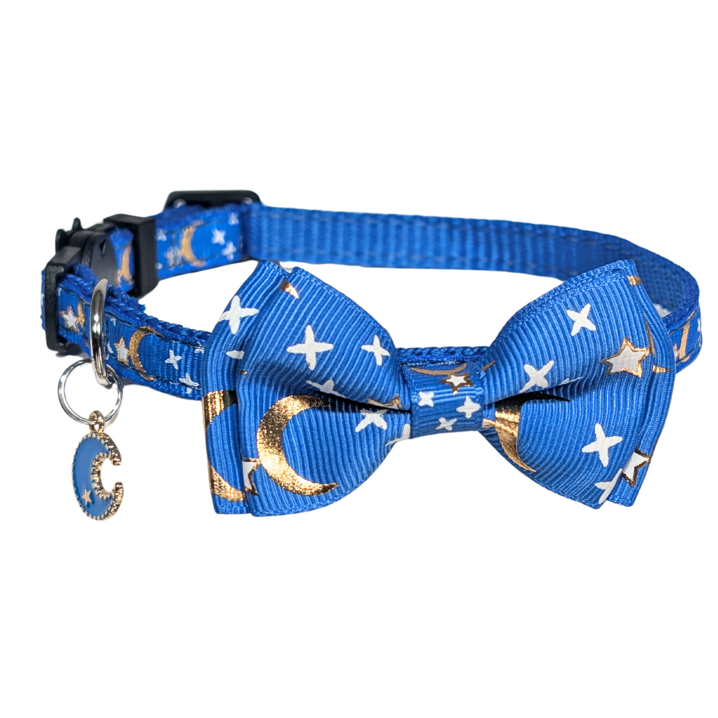 Cosmic Twilight – Blue Celestial Bowtie Cat Collar