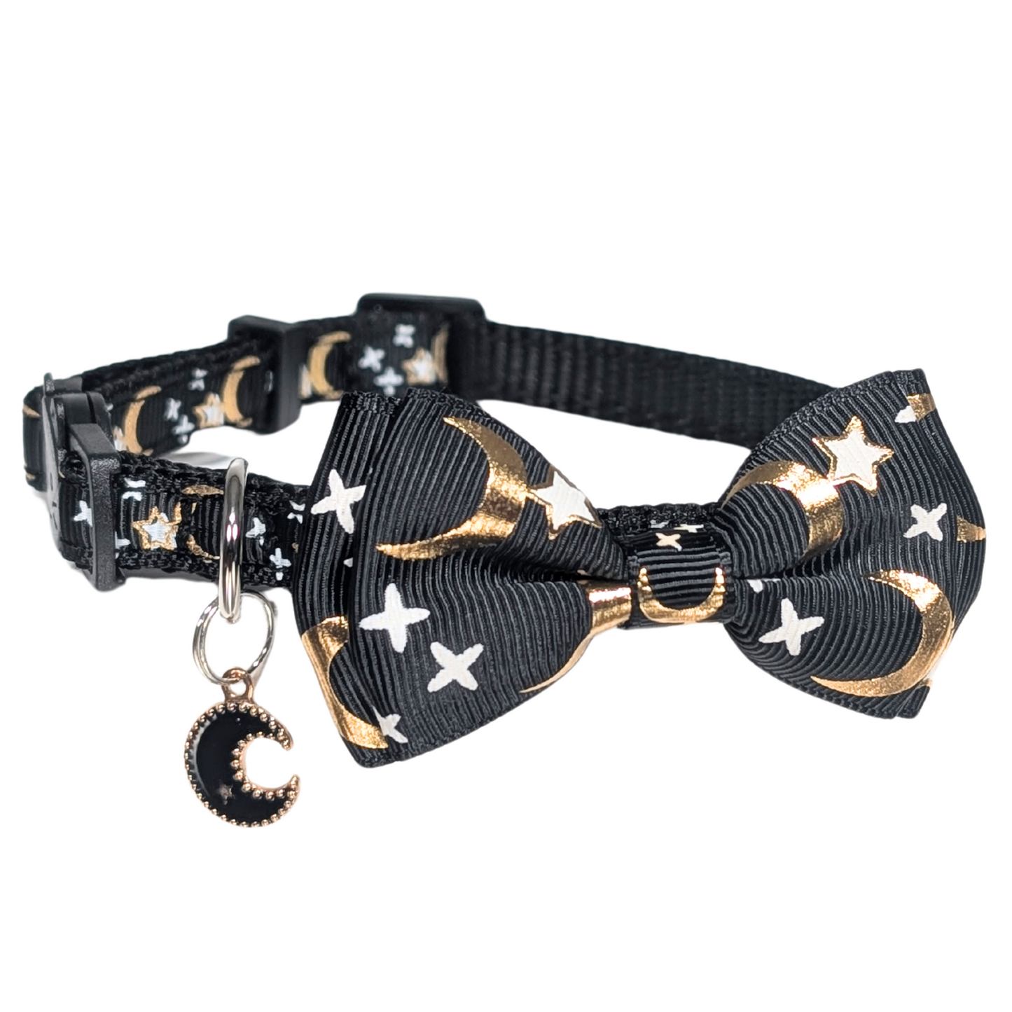 Midnight Moon – Black Celestial Bowtie Cat Collar