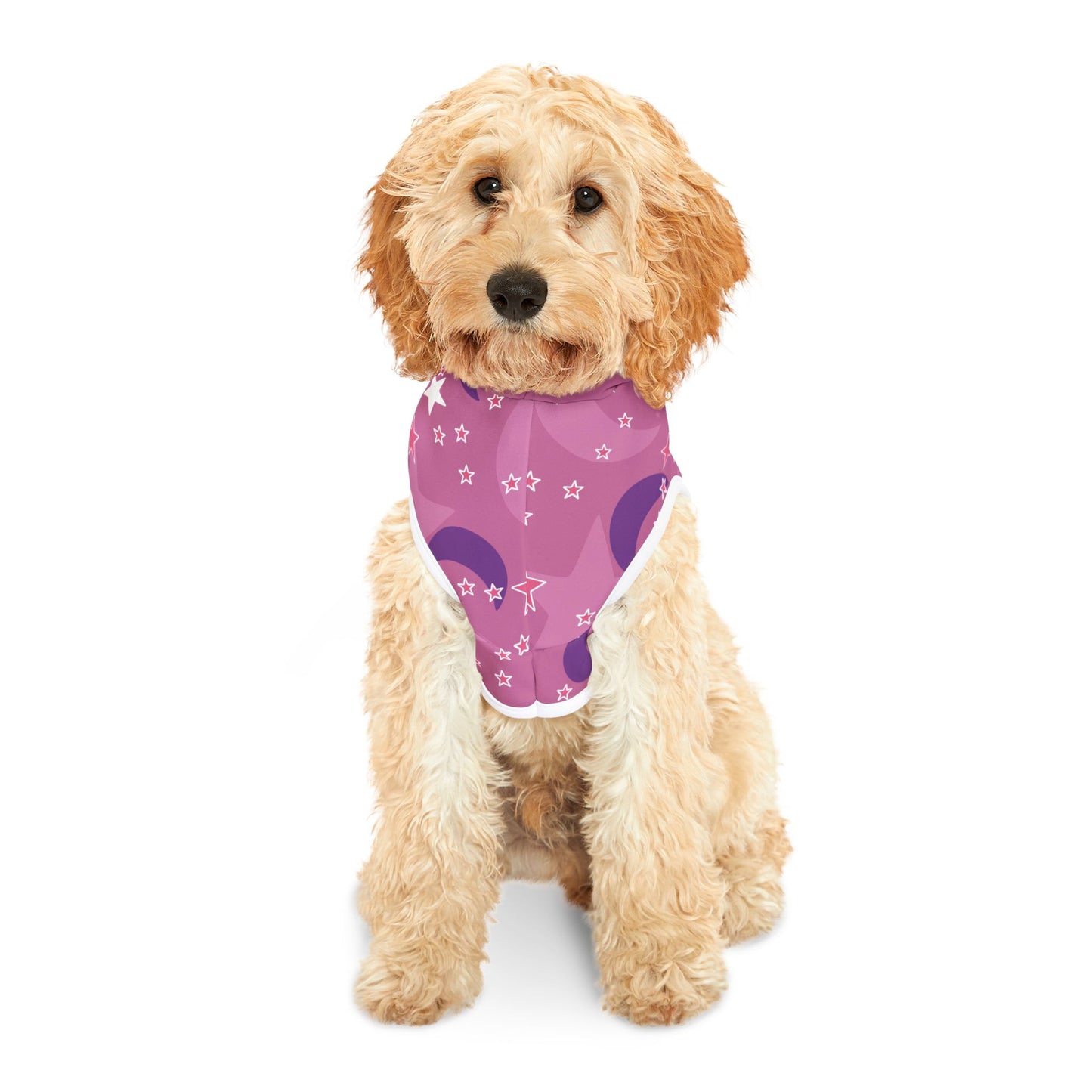 Celestial Pink Stars + Moons Cat or Dog Pet Hoodie – Anime-Inspired Cozy Style