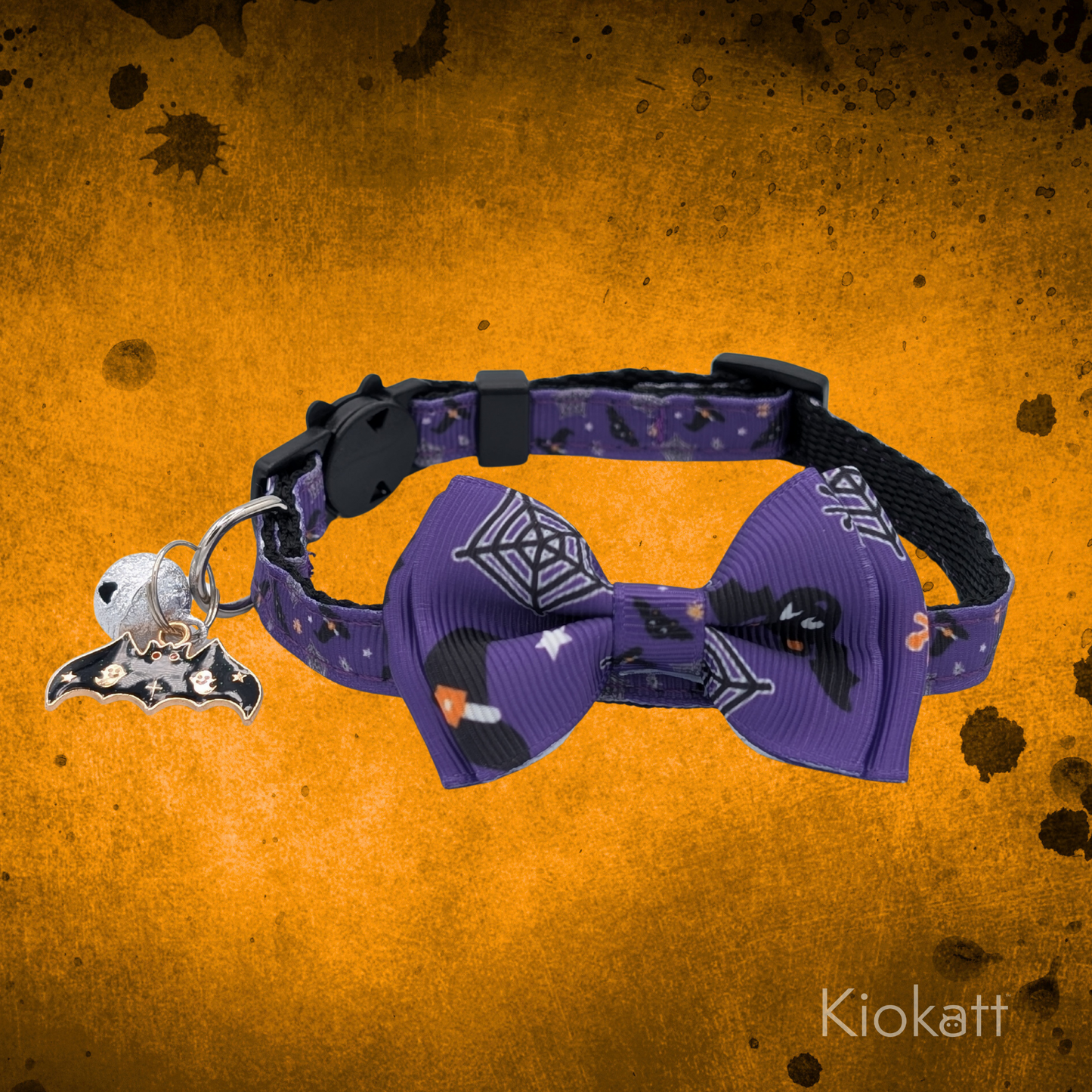 Halloween Cat Bowtie Collars – Adjustable Breakaway with Charm (4 Styles)