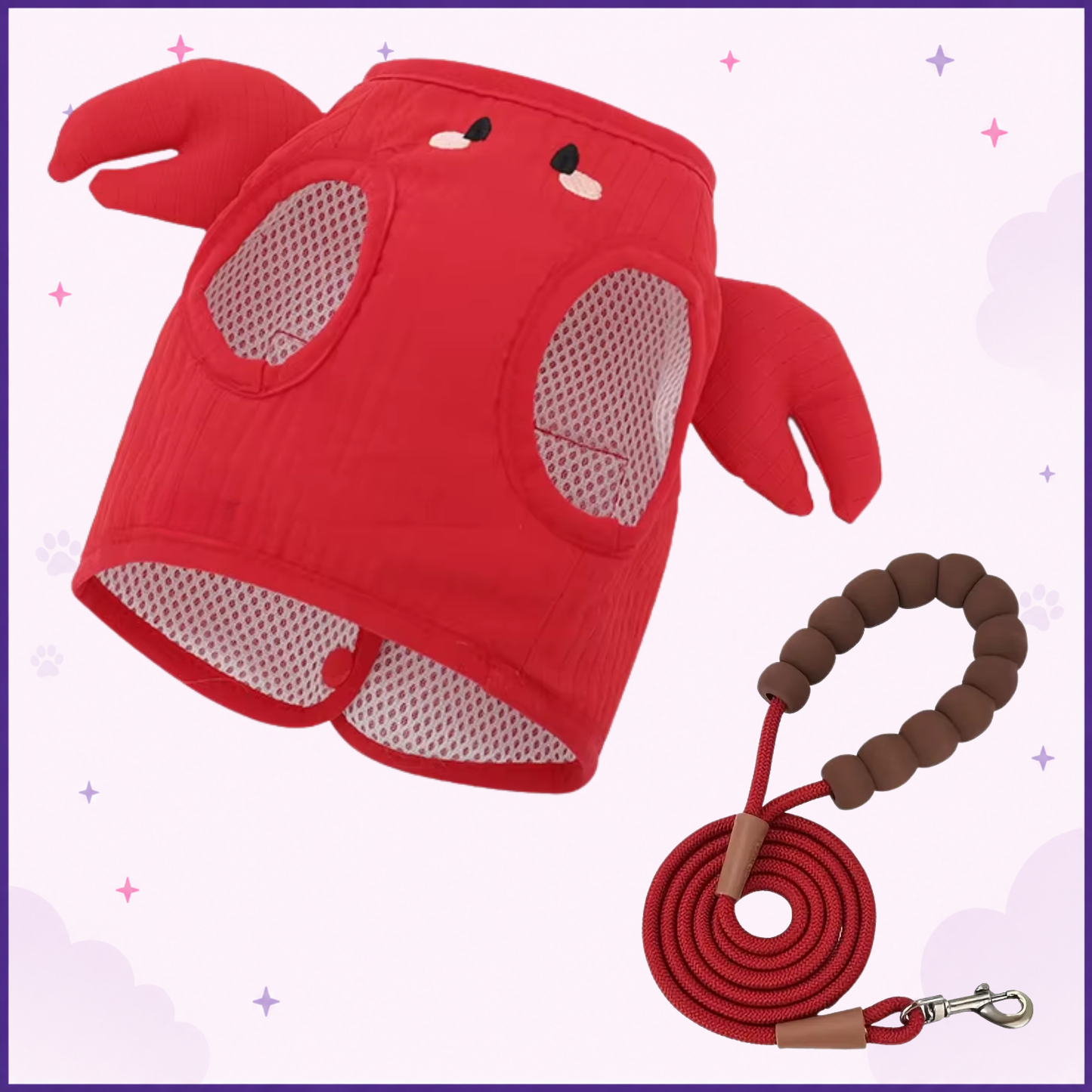 Red Crab Cat Harness + Leash Set
