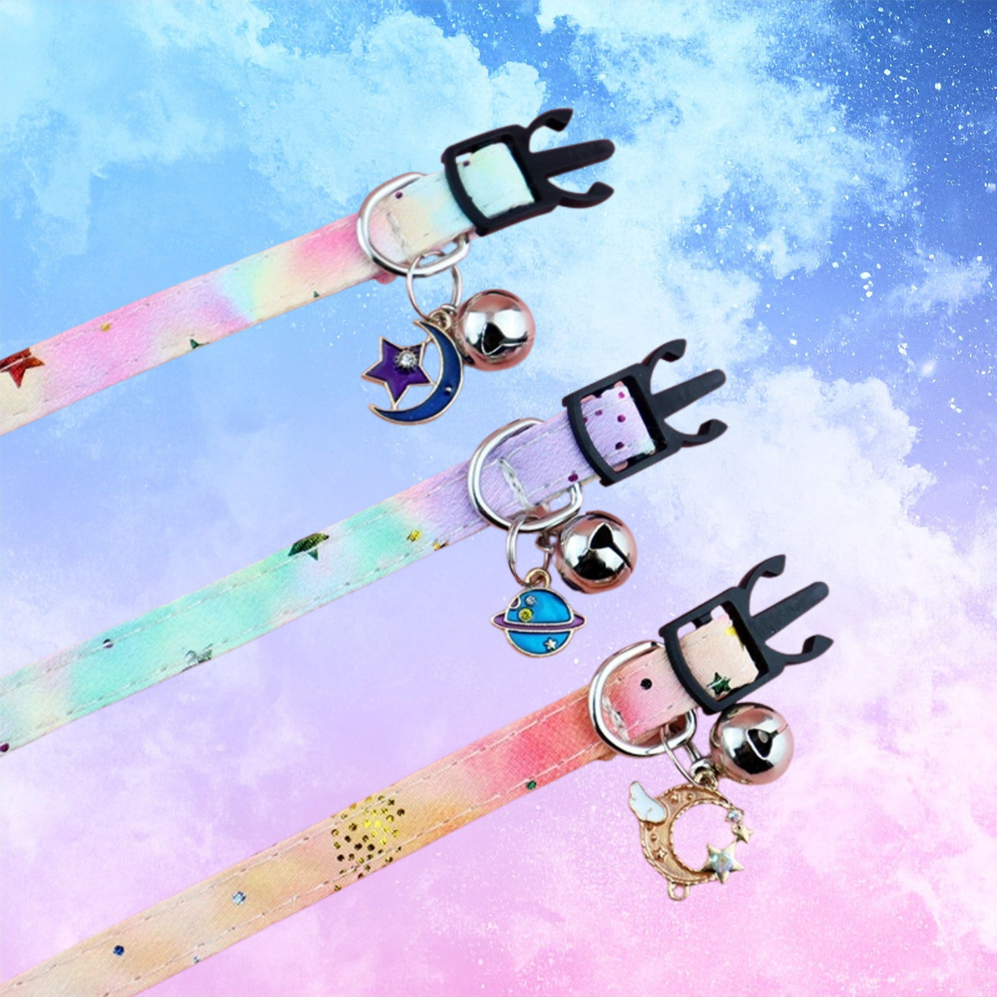 Pink Moonstar Galaxy Bowtie Cat Collar