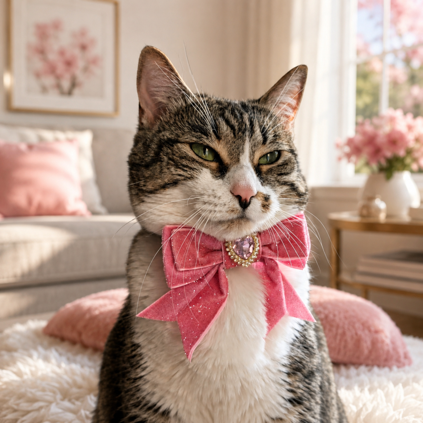Pink Princess Sparkle Bow Cat Collar