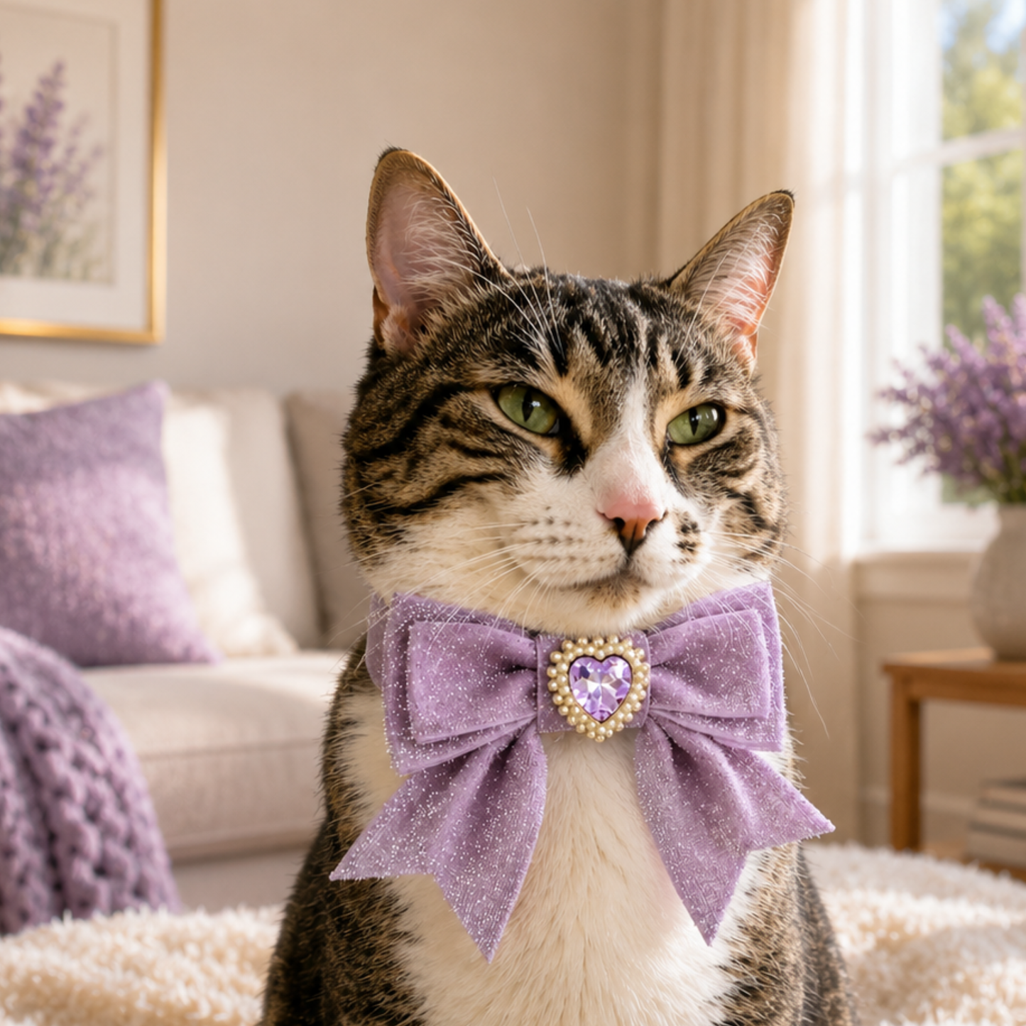 Purple Princess Sparkle Bow Cat Collar