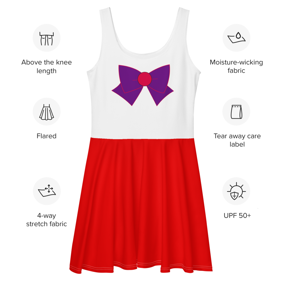 Warrior of Fire Skater Dress – Red & Purple Casual Cosplay