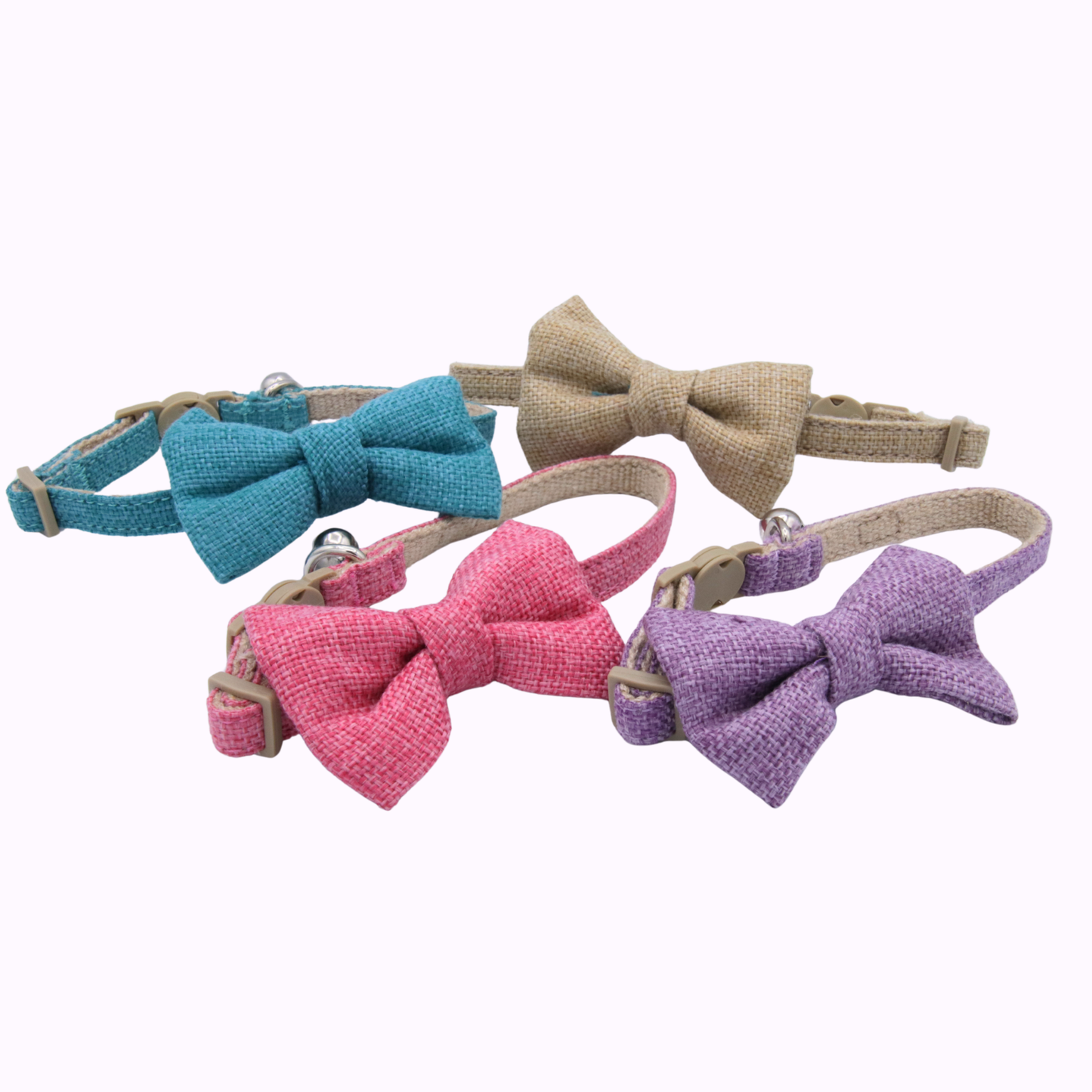 Teal Hemp Cotton Bowtie Cat Collar
