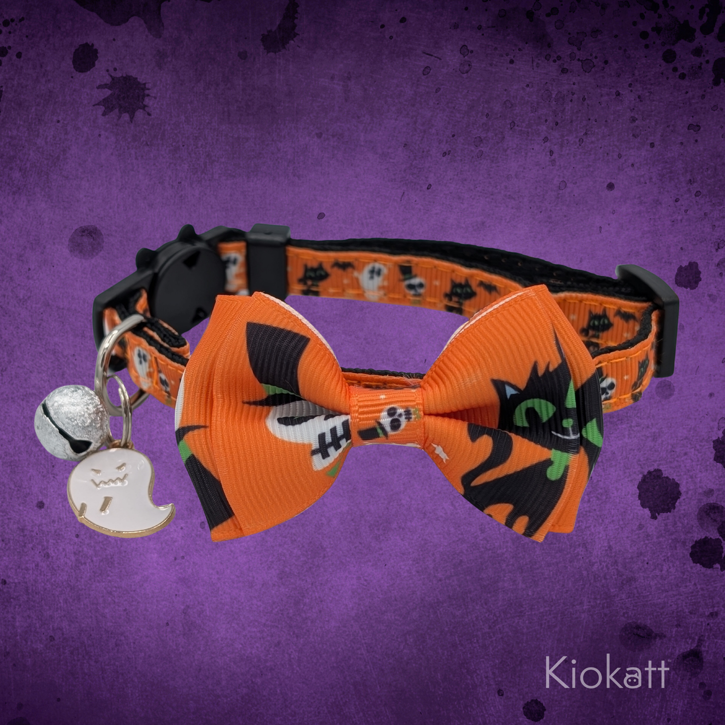 Halloween Pawsome pair - orange hair bow and cat collar