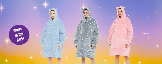 Preorder: Glow-in-the-Dark Star Cat-Ear Oversized Hoodie Blanket