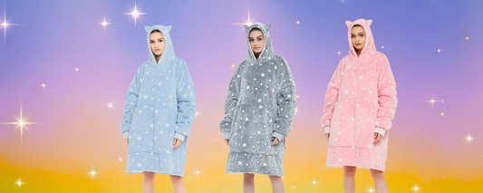 Preorder: Glow-in-the-Dark Star Cat-Ear Oversized Hoodie Blanket