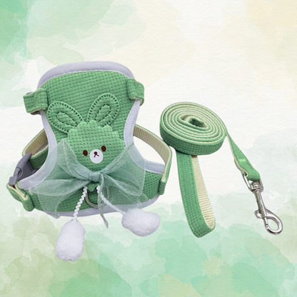 Green Bunny Bow Harness + Leash Set