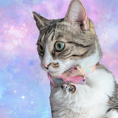 Pink Moonstar Galaxy Bowtie Cat Collar