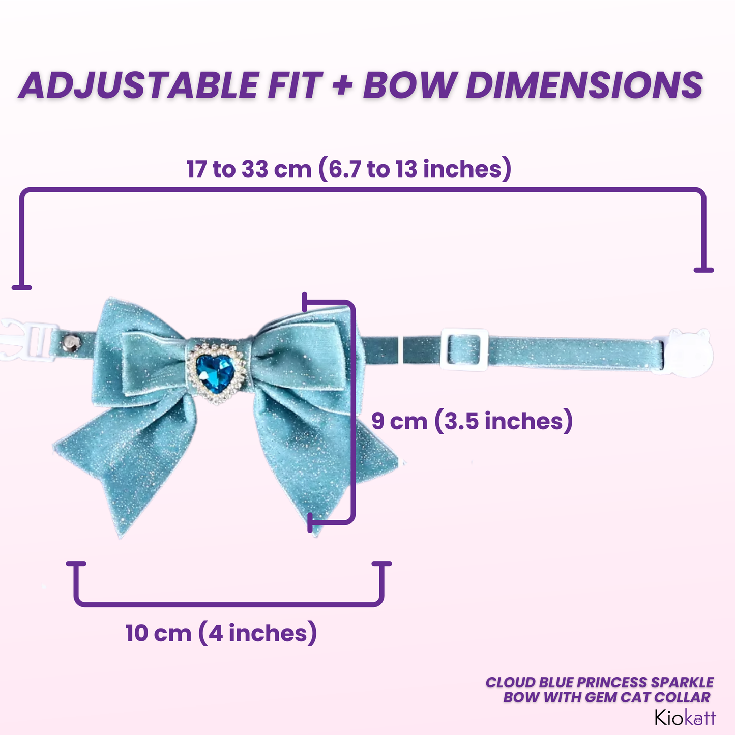Dreamy Blue Princess Sparkle Bow Cat Collar
