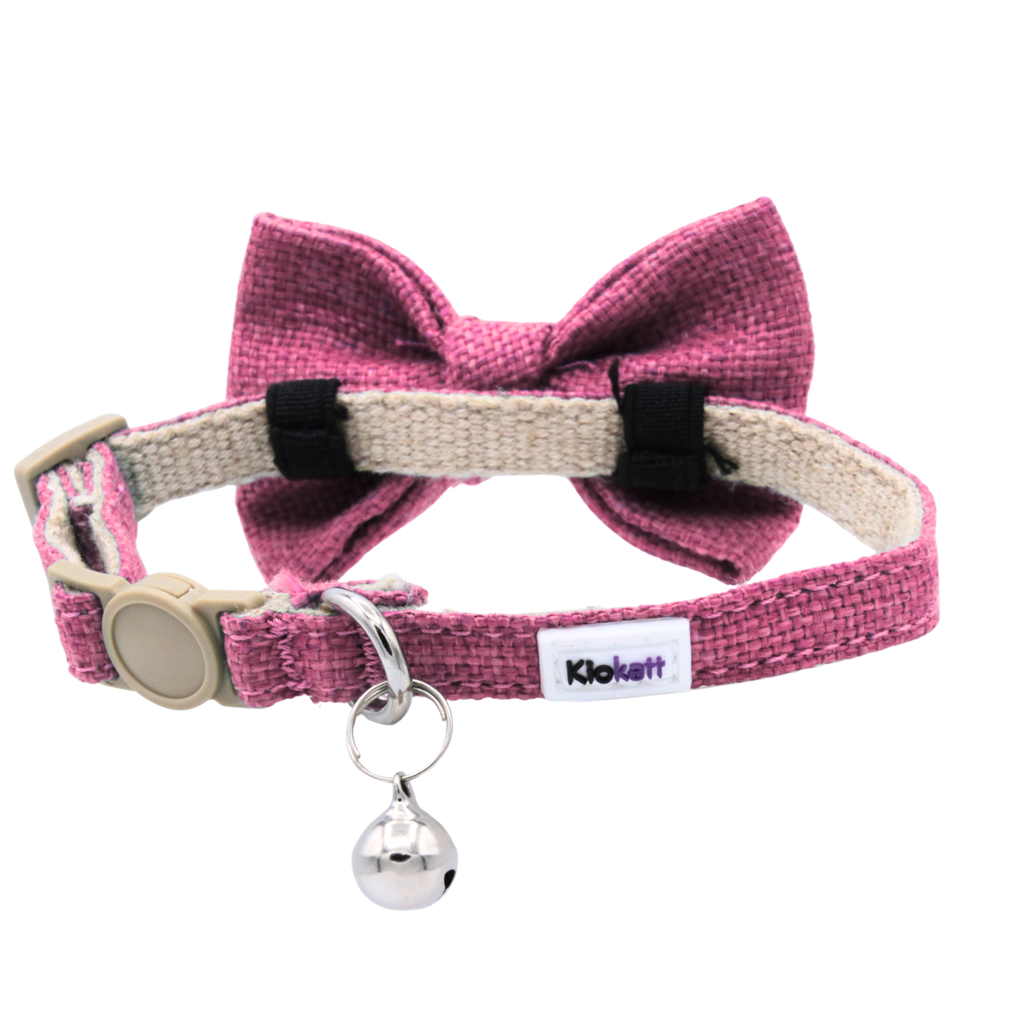 Pink Hemp Cotton Bowtie Cat Collar