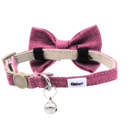 Pink Hemp Cotton Bowtie Cat Collar