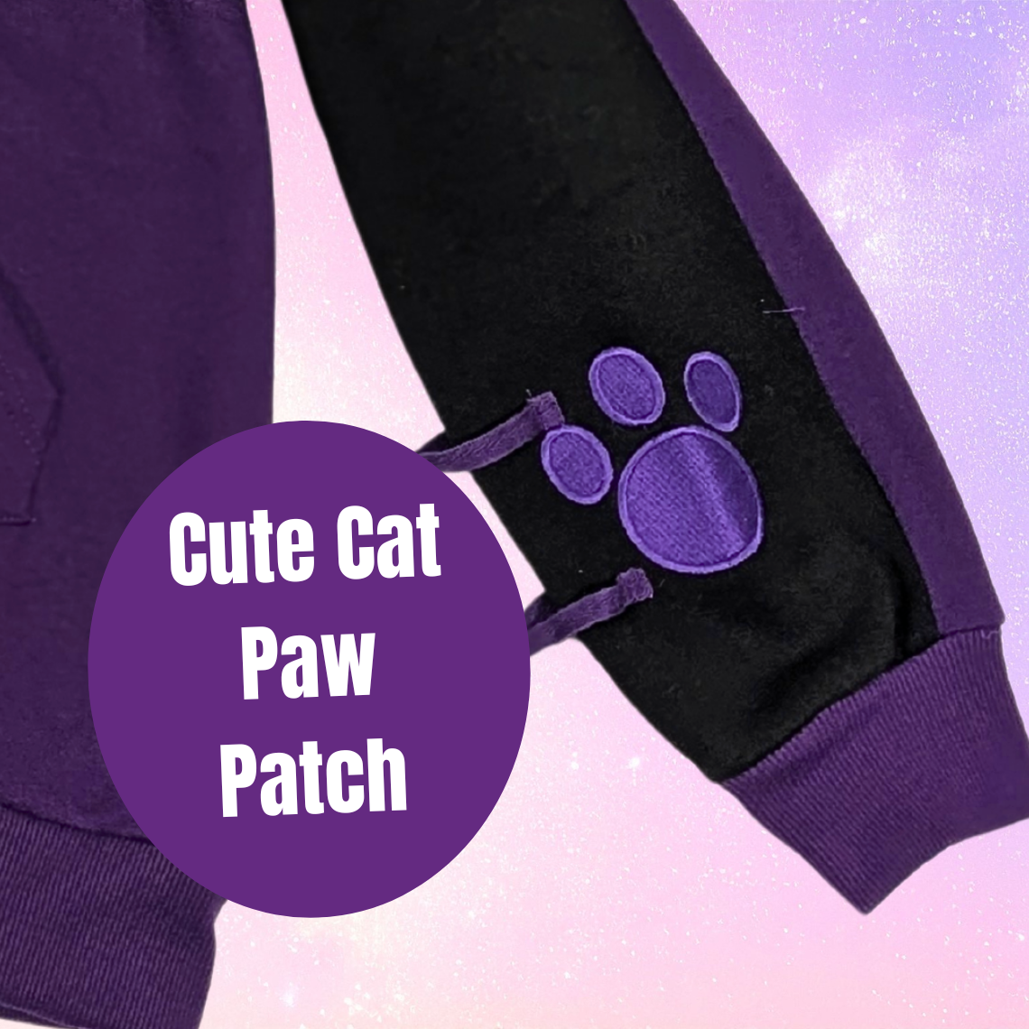 Purple Cat Ear Hoodie – Cat & Paw Embroidery