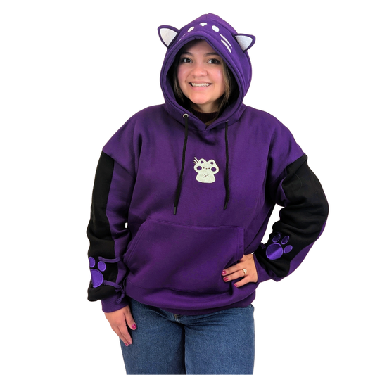 Purple Cat Ear Hoodie – Cat & Paw Embroidery