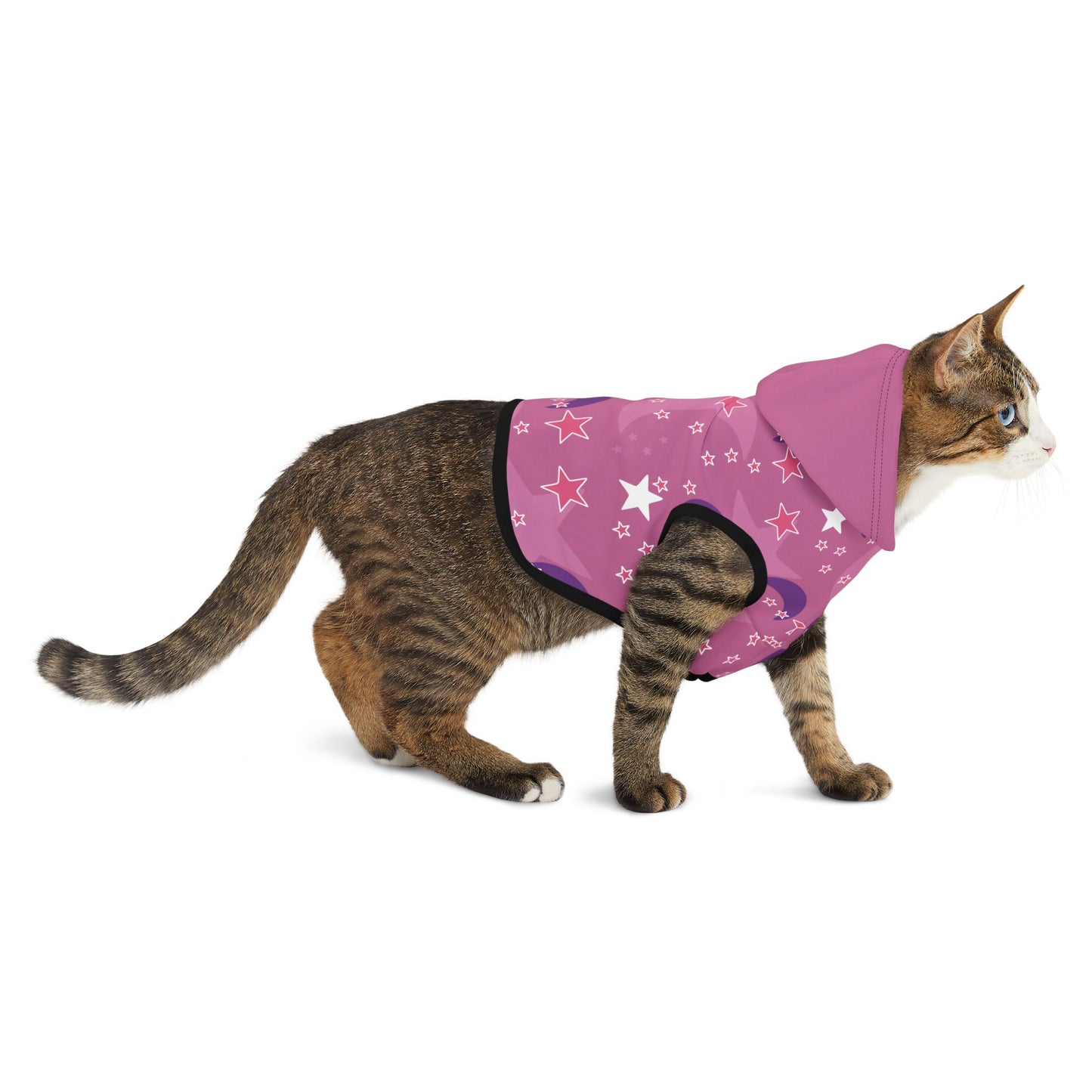 Celestial Pink Stars + Moons Cat or Dog Pet Hoodie – Anime-Inspired Cozy Style