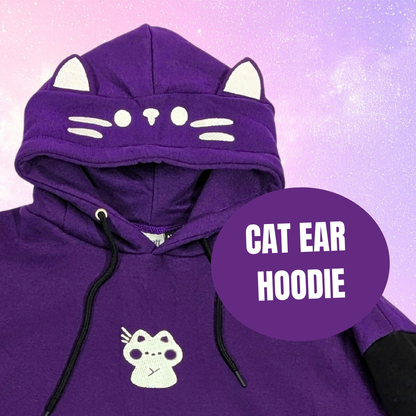 Purple Cat Ear Hoodie – Cat & Paw Embroidery