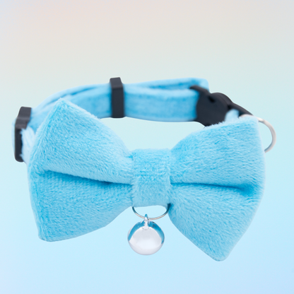 Blue Velvet Bowtie + Bell Cat Collar