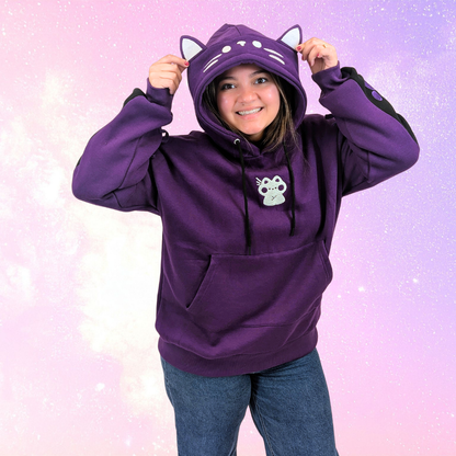 Purple Cat Ear Hoodie – Cat & Paw Embroidery