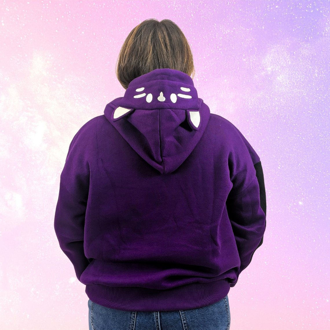 Purple Cat Ear Hoodie – Cat & Paw Embroidery