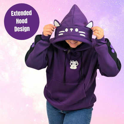 Purple Cat Ear Hoodie – Cat & Paw Embroidery