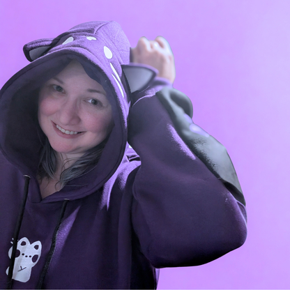 Purple Cat Ear Hoodie – Cat & Paw Embroidery