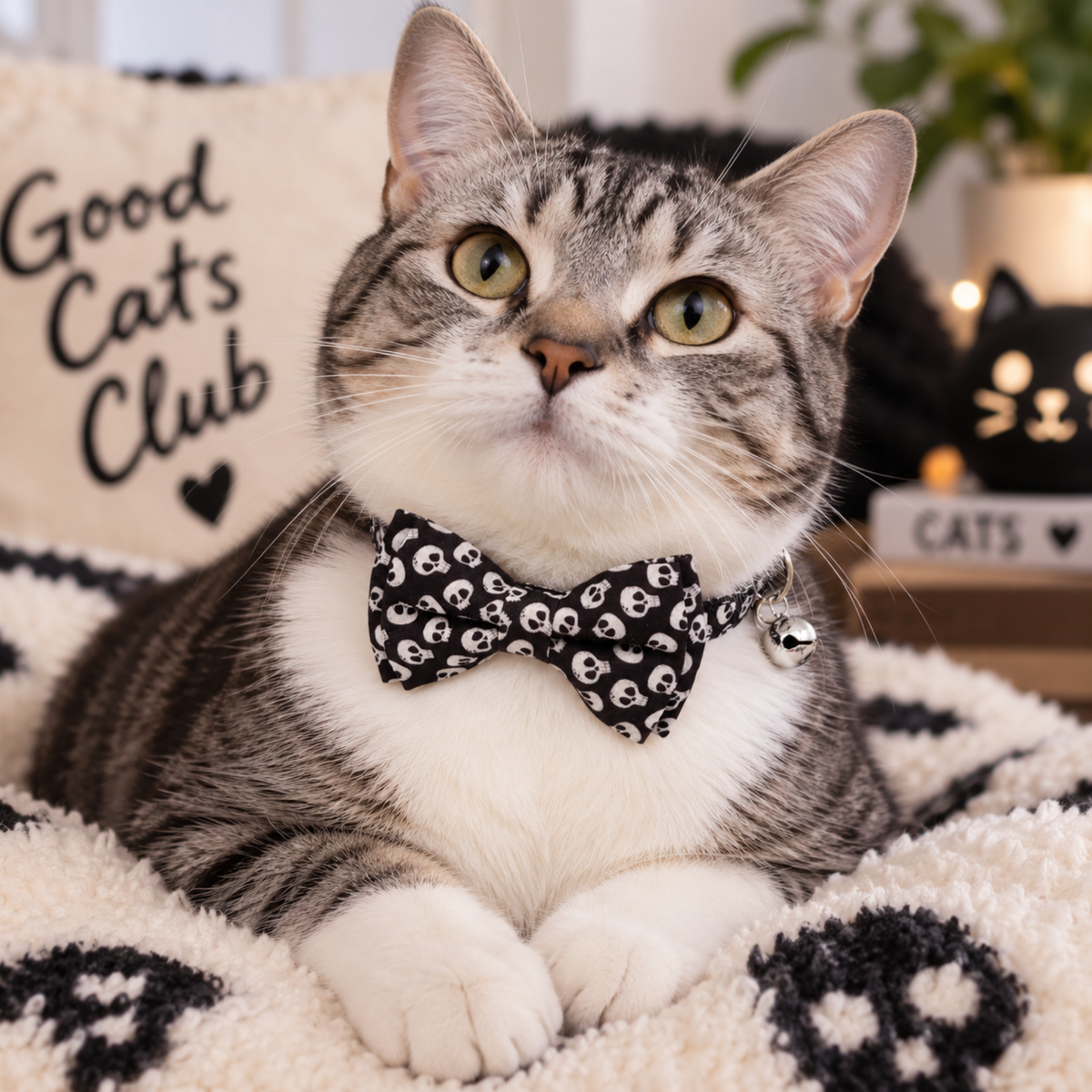 Halloween Cotton Bowtie Cat Collar with Bell (4 Styles)