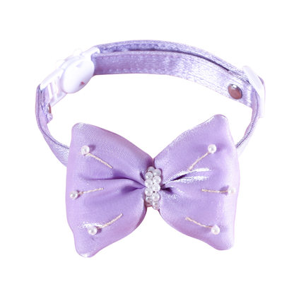 Pastel Bow Cat Collar Set of 2 - Pink & Purple