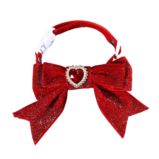 Royal Red Princess Sparkle Bow Cat Collar