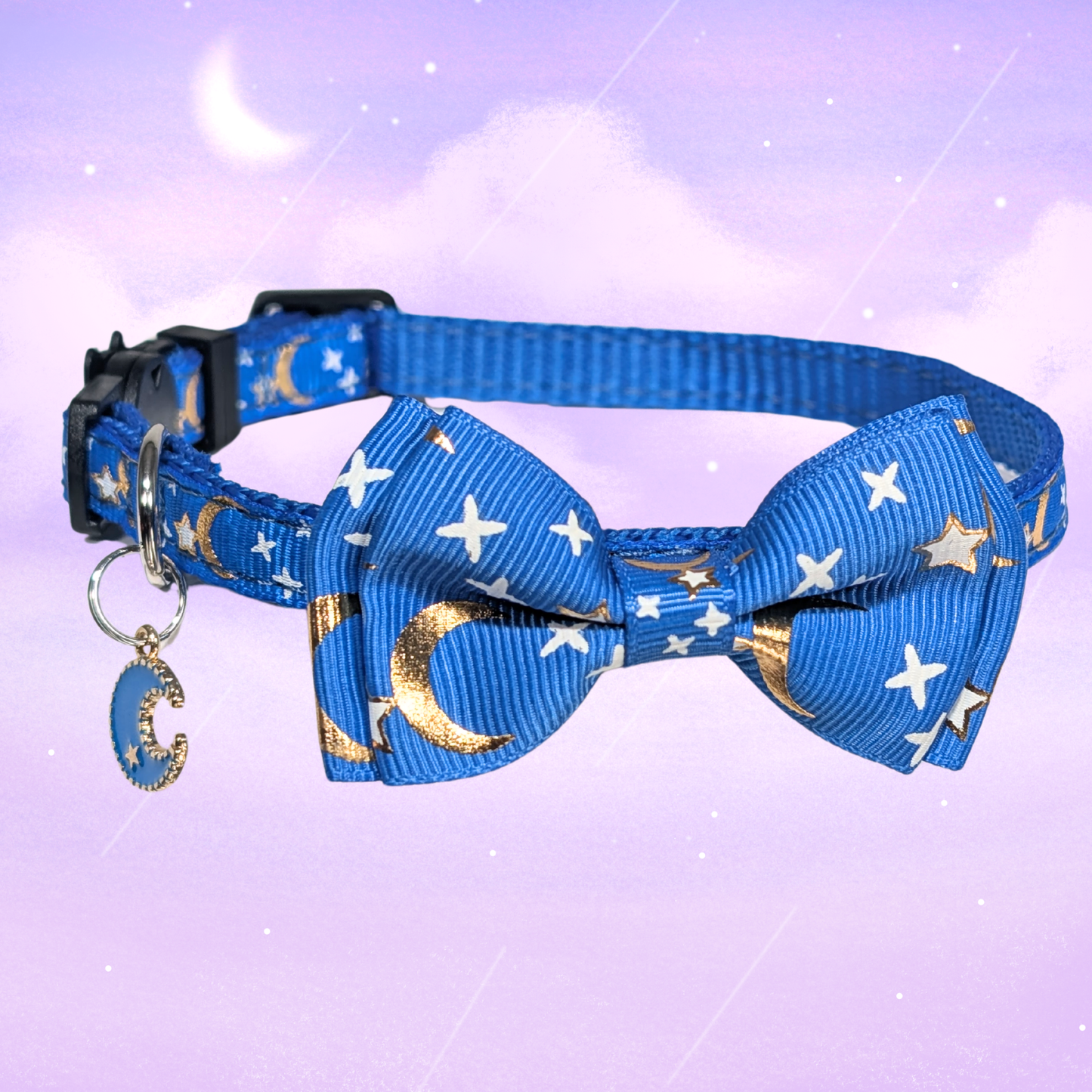 Blue Celestial Bowtie Kitten Collar (Small Size)