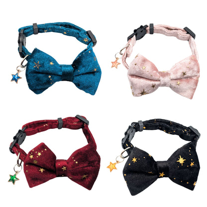 Midnight Moon – Black Celestial Velvet Bowtie Cat Collar
