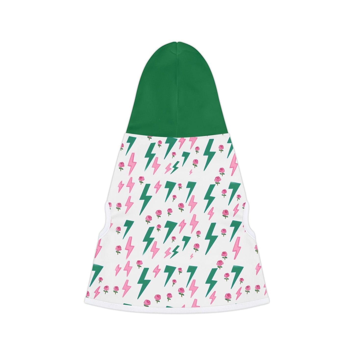 Thunder Goddess Cat Hoodie, Pink and Green Cute Thunderbolts and Roses