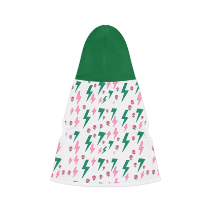 Thunder Goddess Cat Hoodie, Pink and Green Cute Thunderbolts and Roses