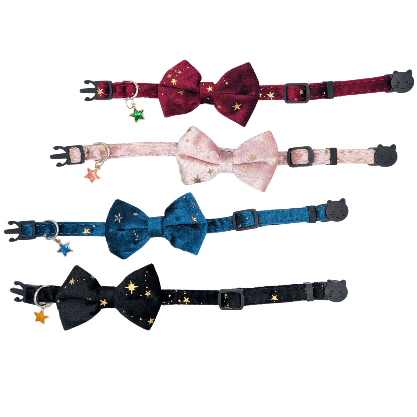 Midnight Moon – Black Celestial Velvet Bowtie Cat Collar