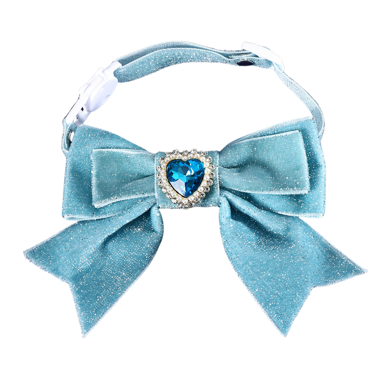 Dreamy Blue Princess Sparkle Bow Cat Collar