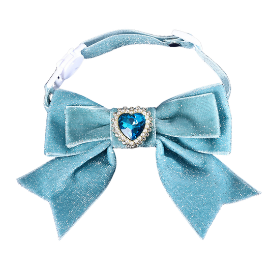 Dreamy Blue Princess Sparkle Bow Cat Collar