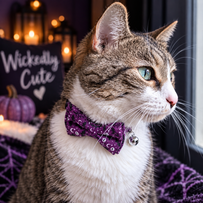 Halloween Cotton Bowtie Cat Collar with Bell (4 Styles)
