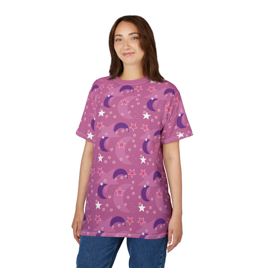 Celestial Pink Stars + Moons Oversized Tee – Anime-Inspired Style