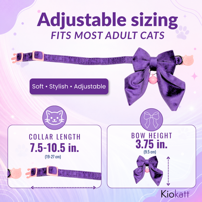 Purple Velvet Sailor Bow Cat Collar with Pink Bell