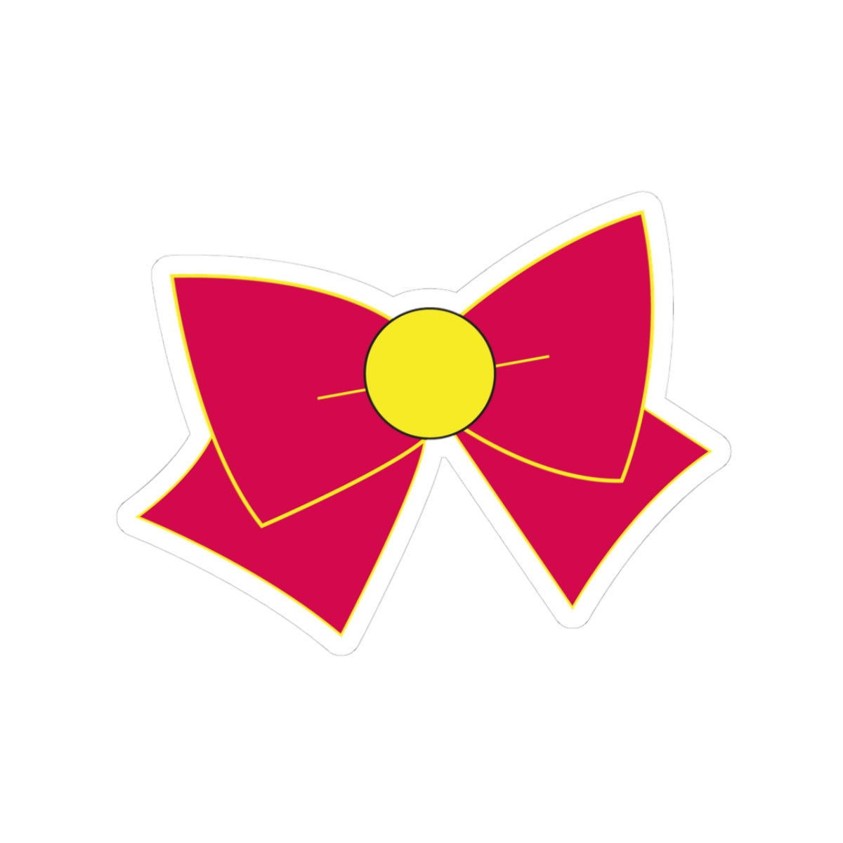 Kawaii Magical Girl Bow Shaped Sticker – Red & Yellow