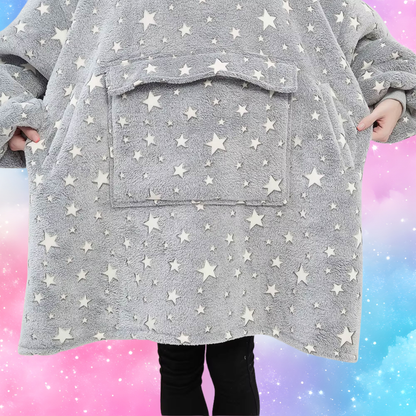 Glow-in-the-Dark Star Cat Ear Oversized Hoodie Blanket